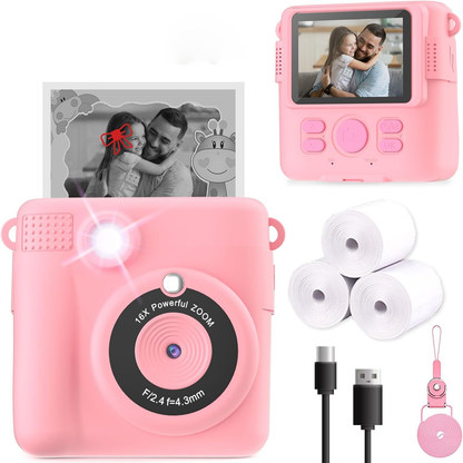 Belro digital instant print portable camera for kids, compact electronic camera with colorful design and built-in printing feature.