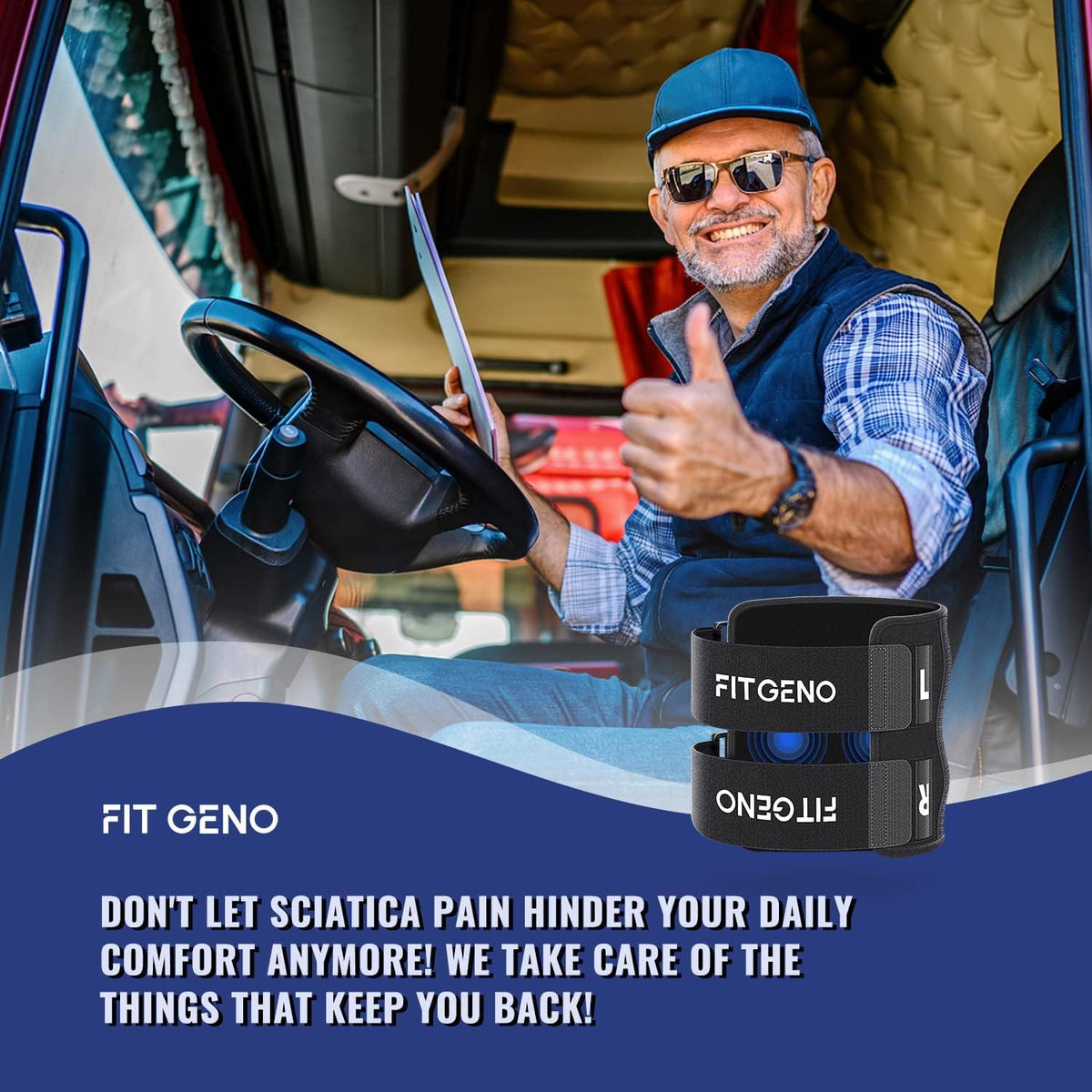 Belro sciatica nerve knee brace with adjustable suspenders, designed to provide support and relief for knee and nerve pain.