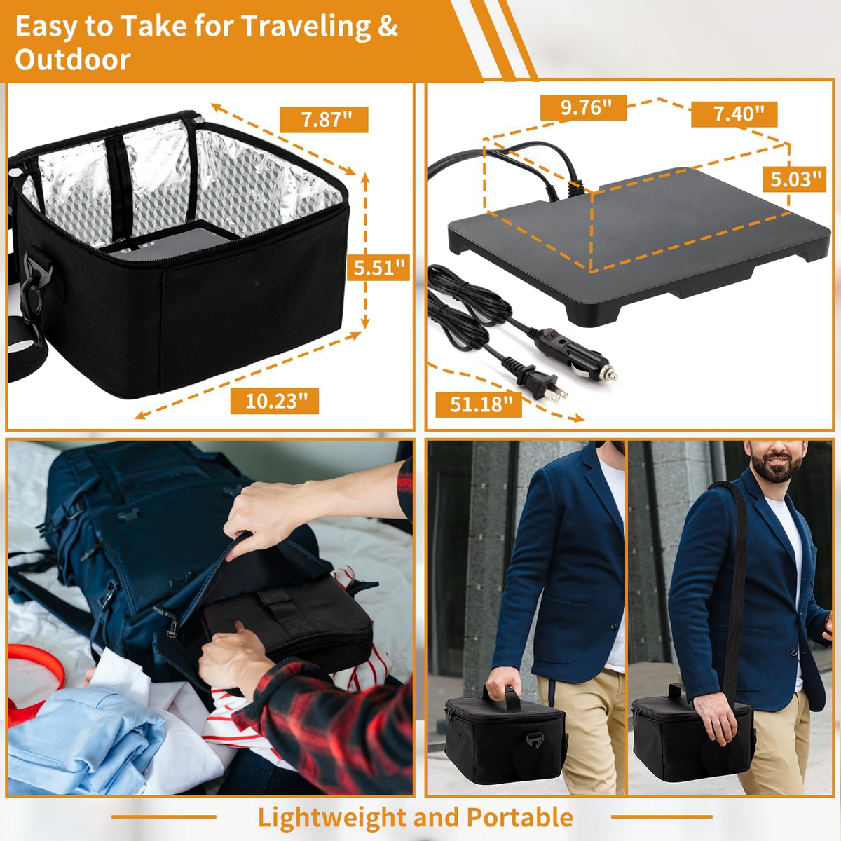 Belro portable food warmer lunch box in a compact bag, designed for keeping meals warm on the go.