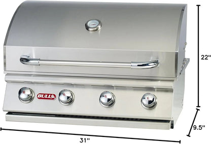 Casavibeo Bull Outlaw 30-inch built-in natural gas grill with four burners and stainless steel construction.