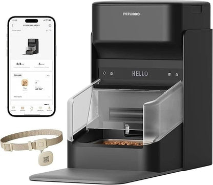 Casavibeo PETLIBRO RFID automatic cat feeder with collar sensor, Wi-Fi, personalized meal dispensing for multiple cats and diet tracking