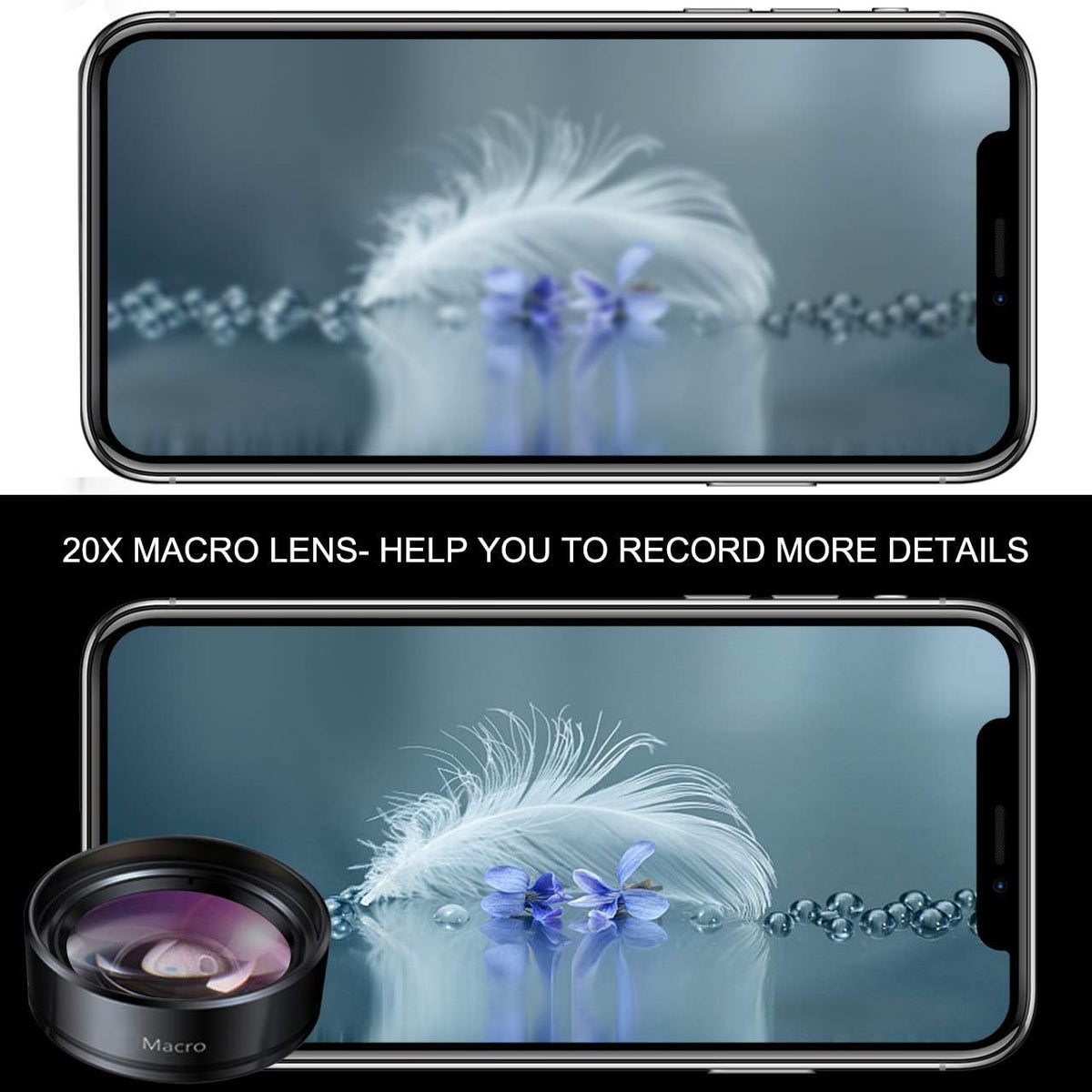 Belro wide angle phone camera lens attached to a smartphone, designed for enhanced smartphone photography and wide-angle shots.