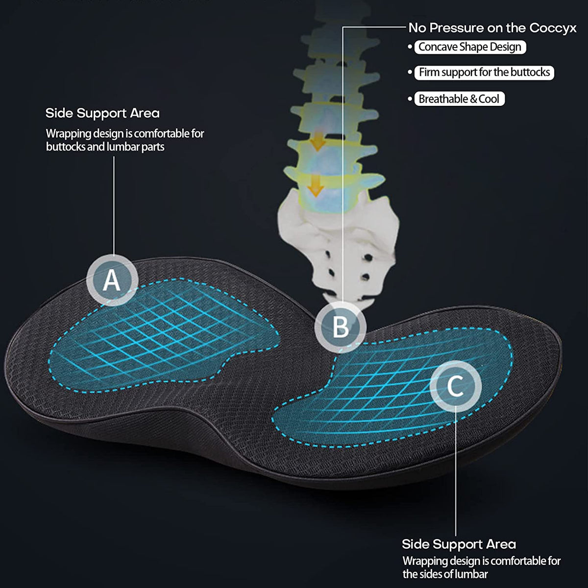 Belro car seat cushion for shorter drivers providing back support and comfort, designed for ergonomic back brace support.