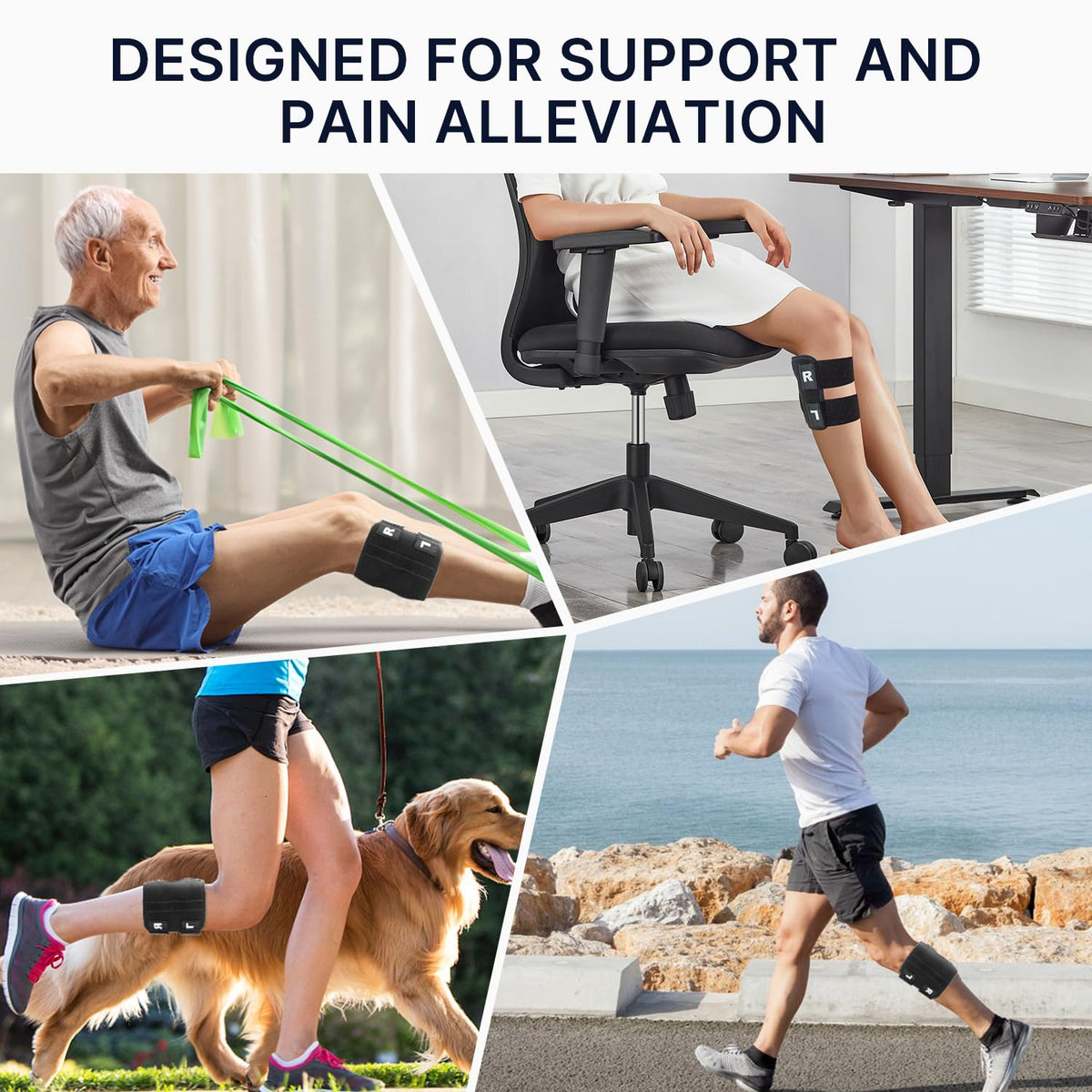 Belro sciatica nerve knee brace with adjustable suspenders, designed for pain relief and support during movement.
