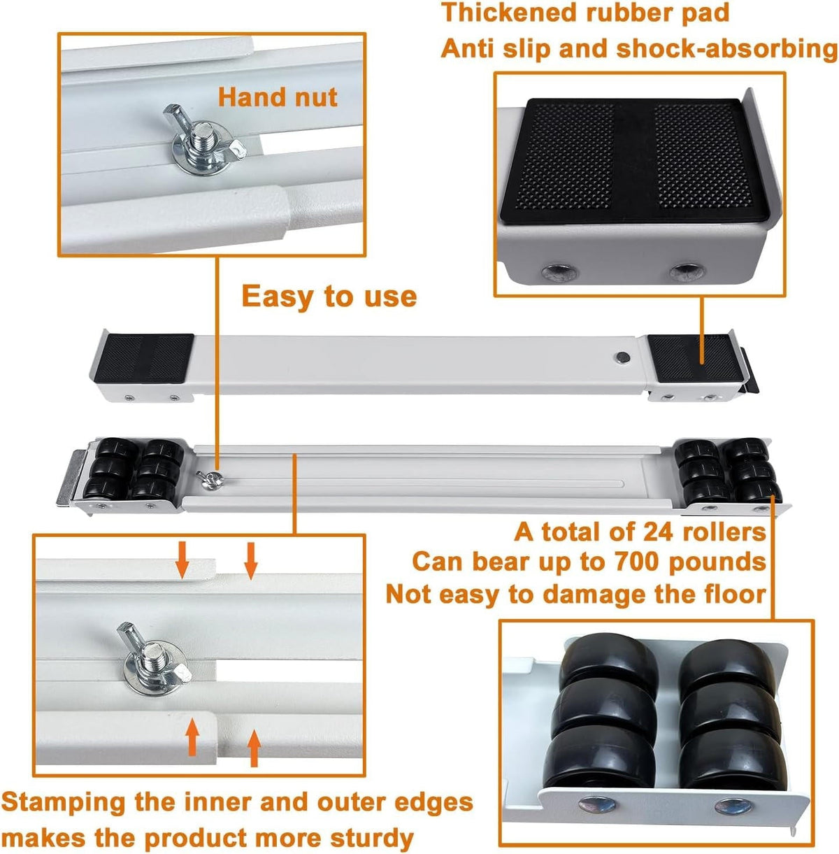 Heavy duty appliance rollers by Belro, sturdy tools for moving large appliances safely and easily.