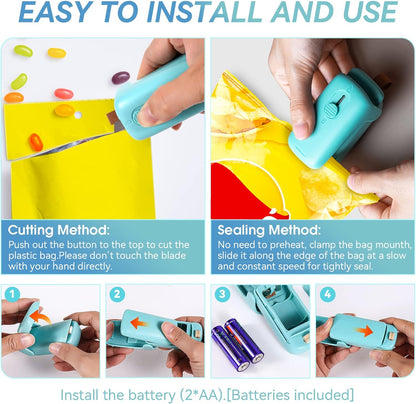 Belro handheld mini bag sealer for sealing plastic bags and luggage, compact design with sealing strip visible.