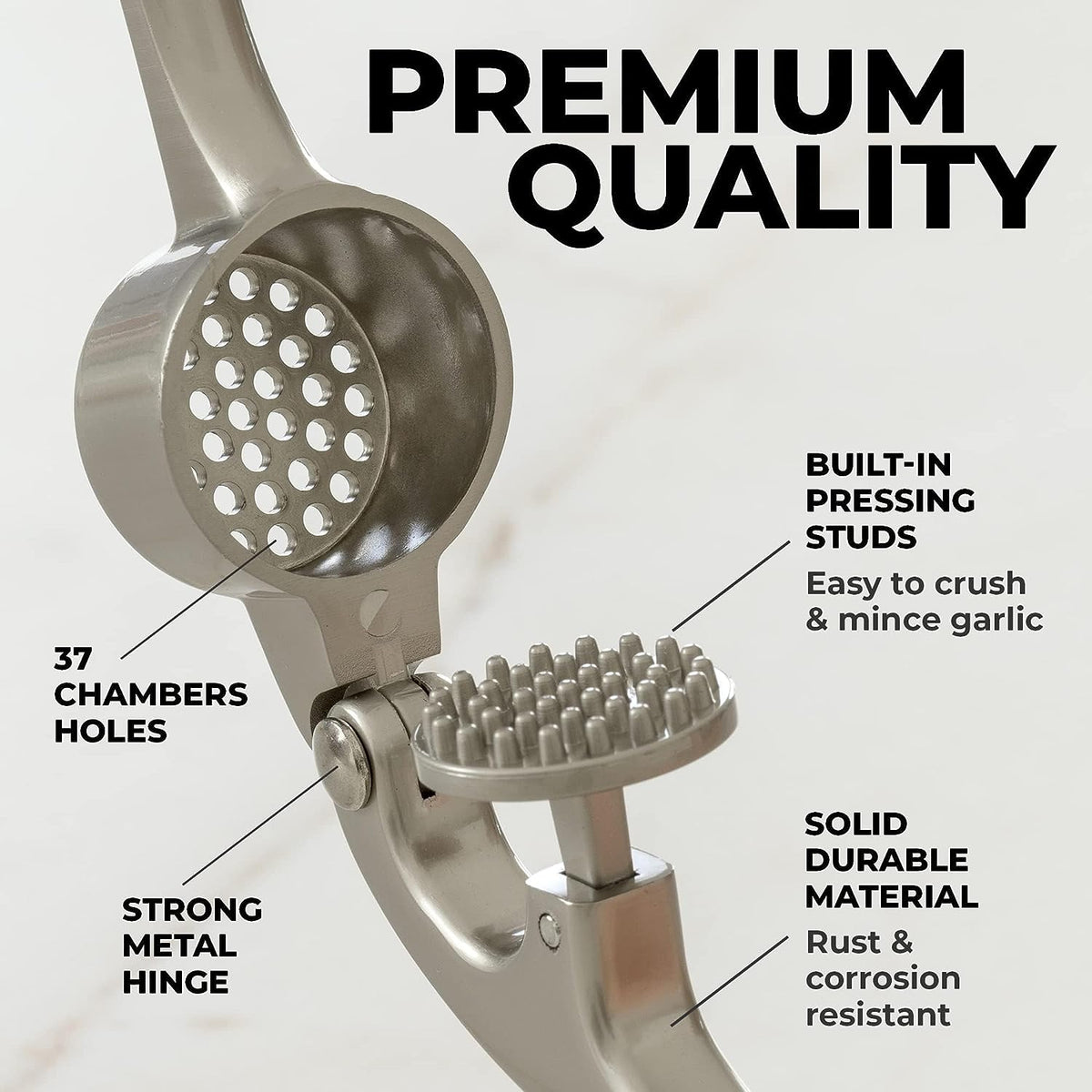 Belro premium garlic press mincer with stainless steel design for efficient garlic crushing in kitchen and dining use