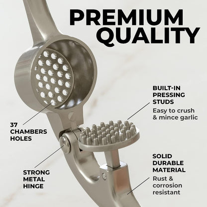 Belro premium garlic press mincer with stainless steel design for efficient garlic crushing in kitchen and dining use