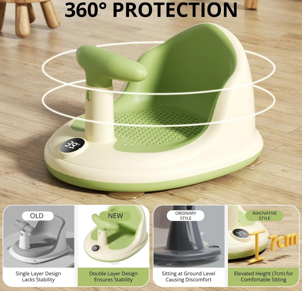 Belro baby bath seat with soft, supportive design for safe and comfortable bathing of infants and young children.