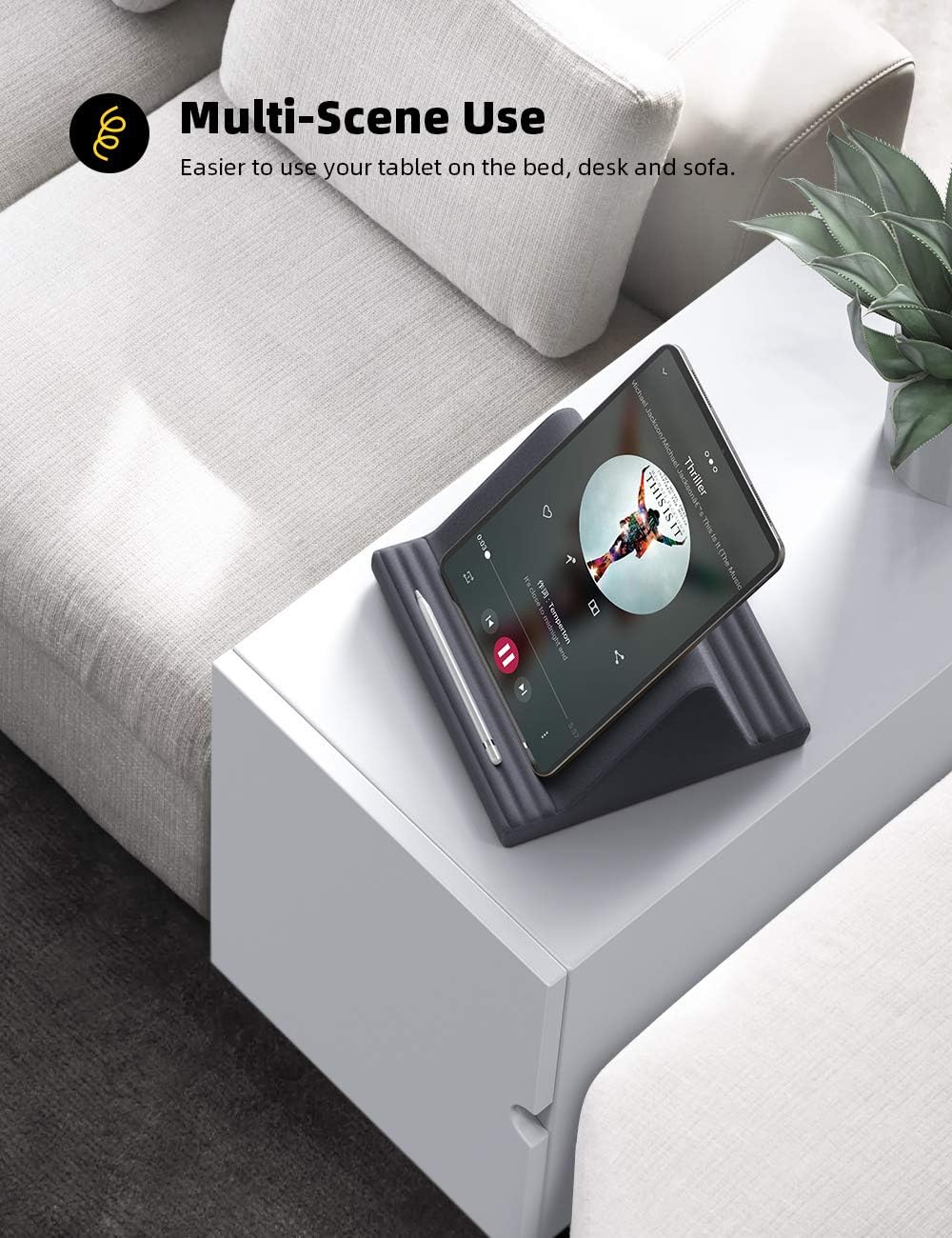 Belro tablet pillow stand for all tablets, soft cushioning with adjustable angles, ideal for comfortable viewing and hands-free use.