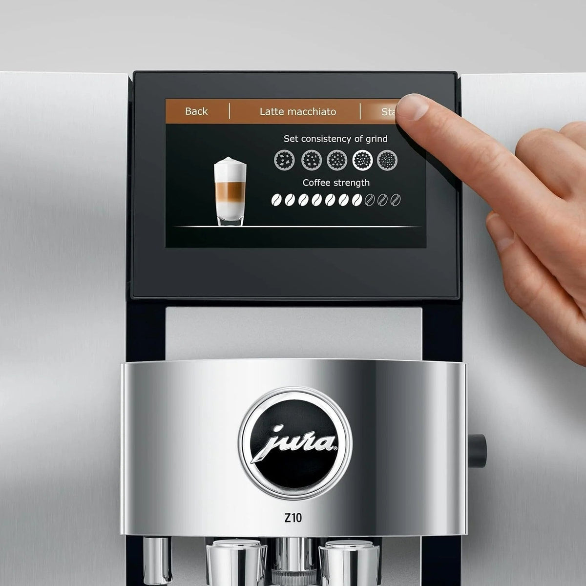 Casavibeo Jura Z10 automatic coffee machine with digital display, sleek black design, and multiple brewing options.
