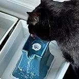 Casavibeo PetSafe Drinkwell Pagoda ceramic pet fountain with elevated bowl and double flowing streams, 70 oz capacity.