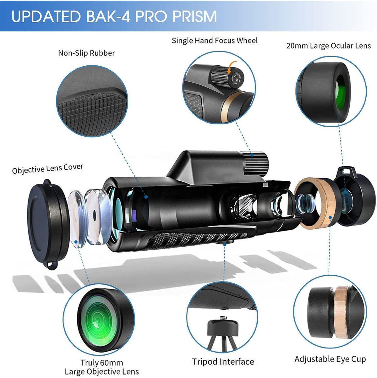 Belro monocular telescope with compact design and adjustable zoom, ideal for outdoor viewing and wildlife observation.