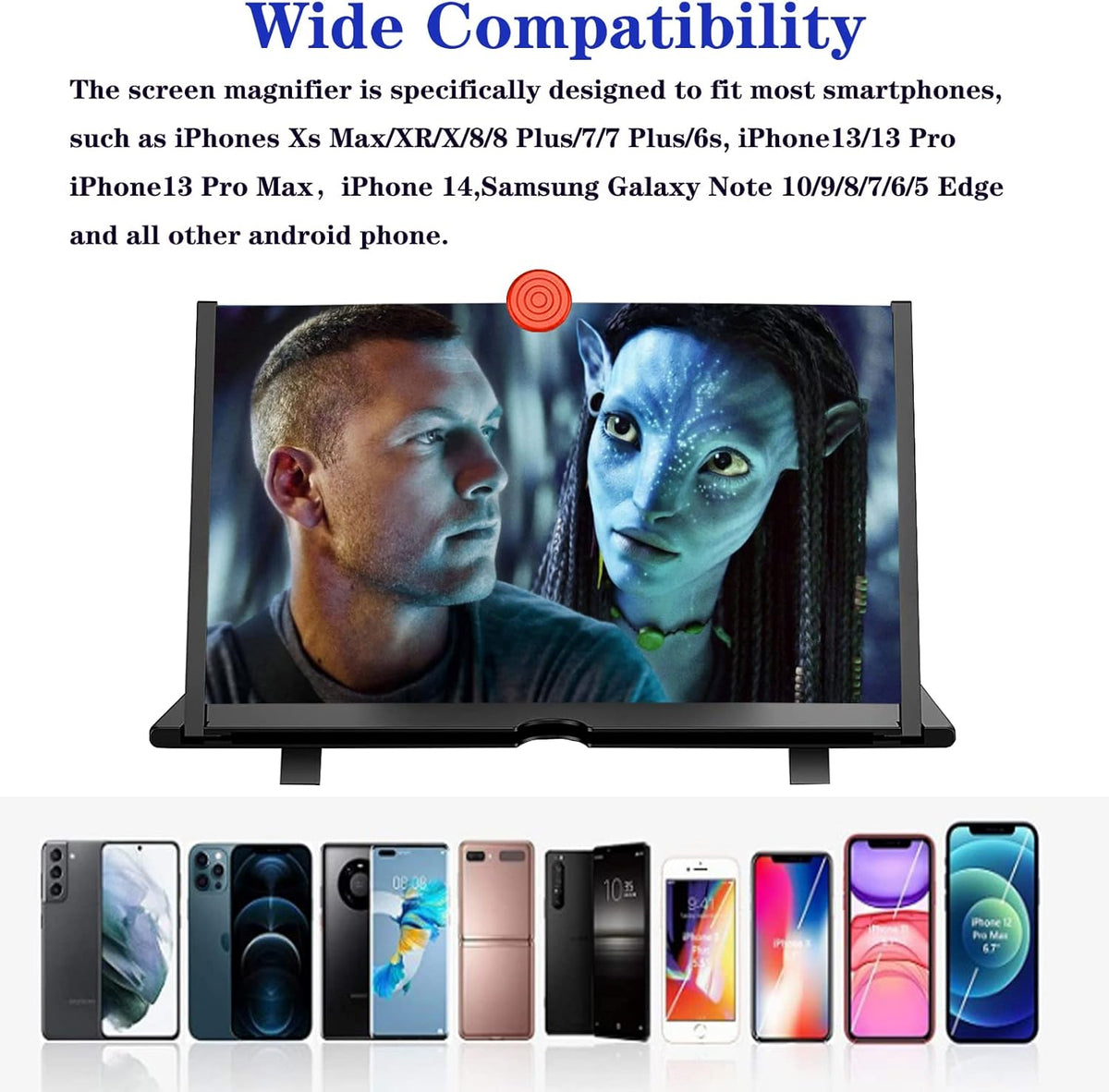 Belro 16-inch phone screen magnifier for movies, videos, and gaming, showing a clear, large display for enhanced viewing.