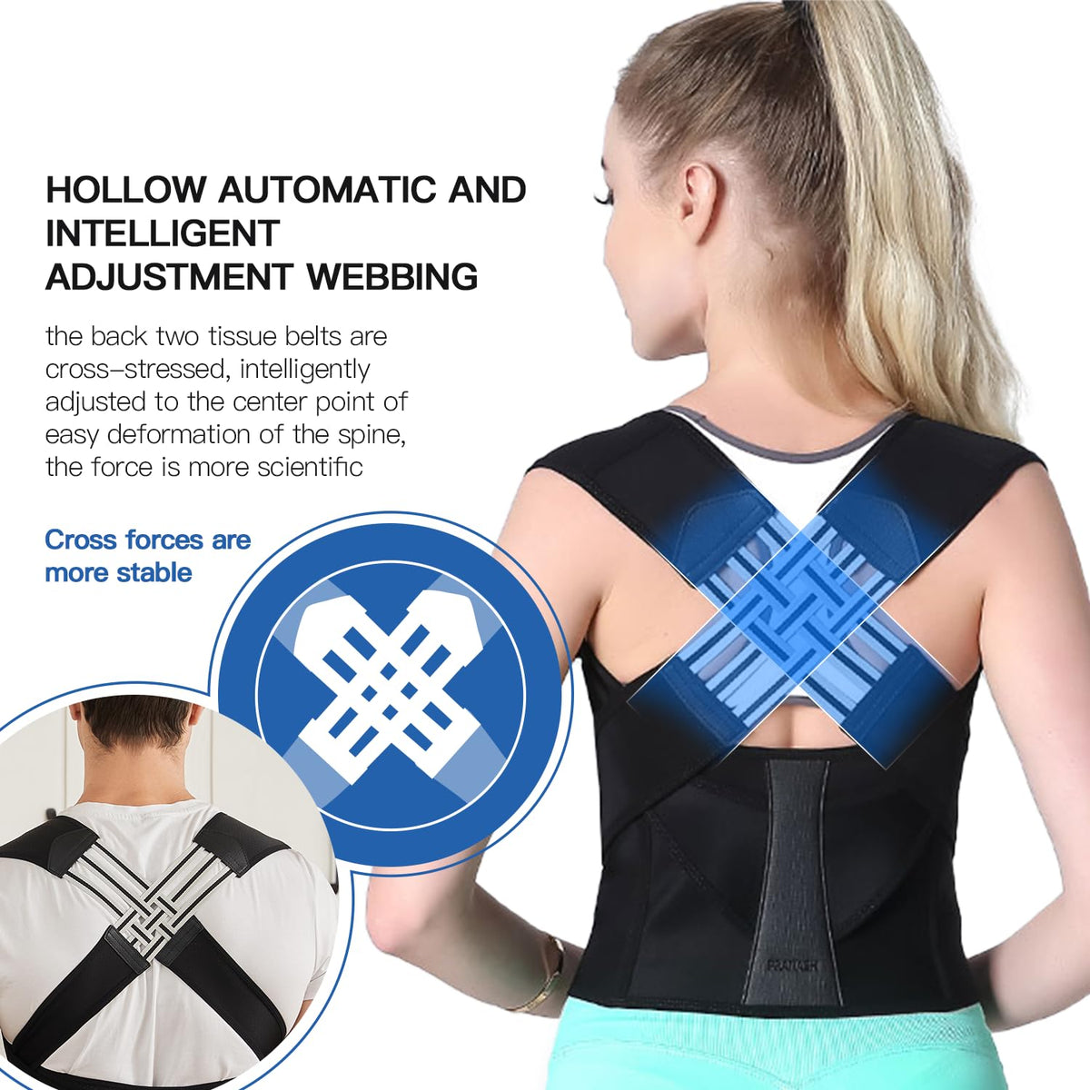 Belro back posture corrector suspenders with adjustable straps and padded support for improved spinal alignment and comfort.