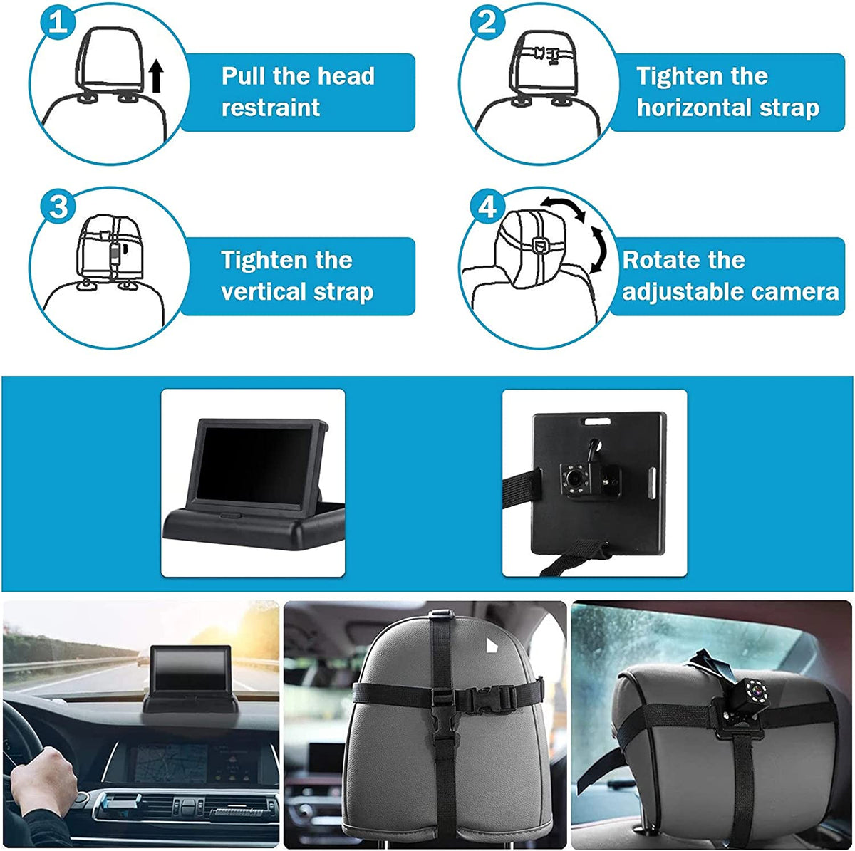 Belro Premium Car Baby Monitor Camera mounted in a vehicle, compact electronic audio device for monitoring infants on the go