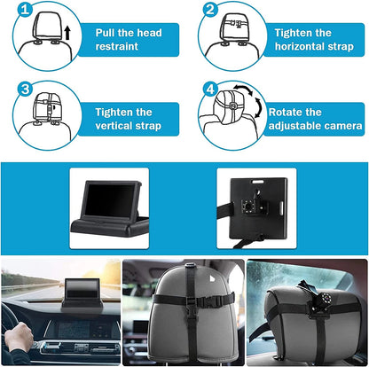 Belro Premium Car Baby Monitor Camera mounted in a vehicle, compact electronic audio device for monitoring infants on the go