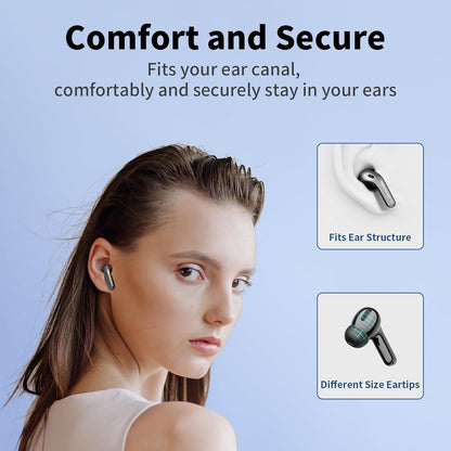 Belro true wireless earbuds with charging case, compact design, and in-ear style for portable audio listening.