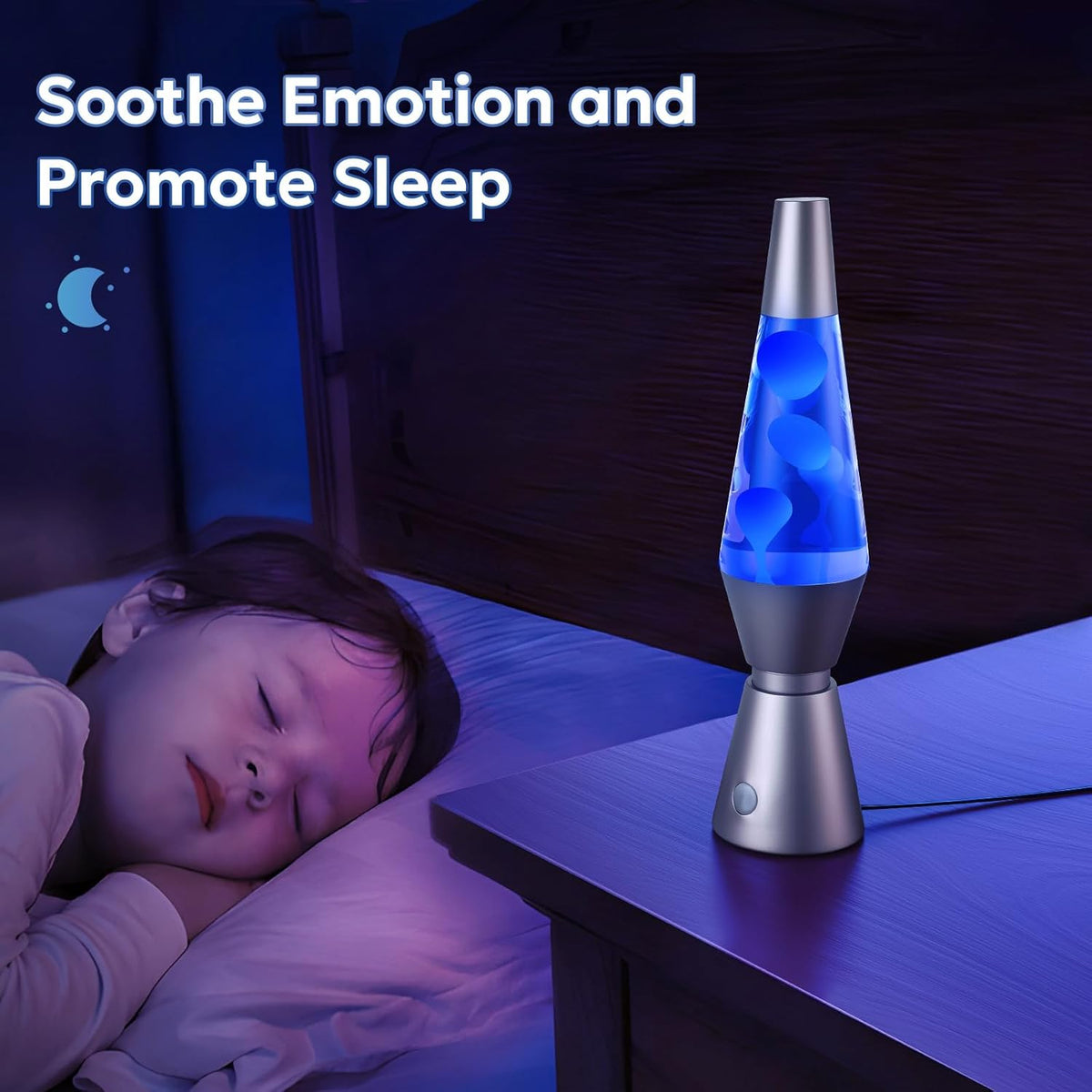Belro lava lamp with colorful wax flowing inside, illuminated in a dark room, used as a night light or decorative lighting.