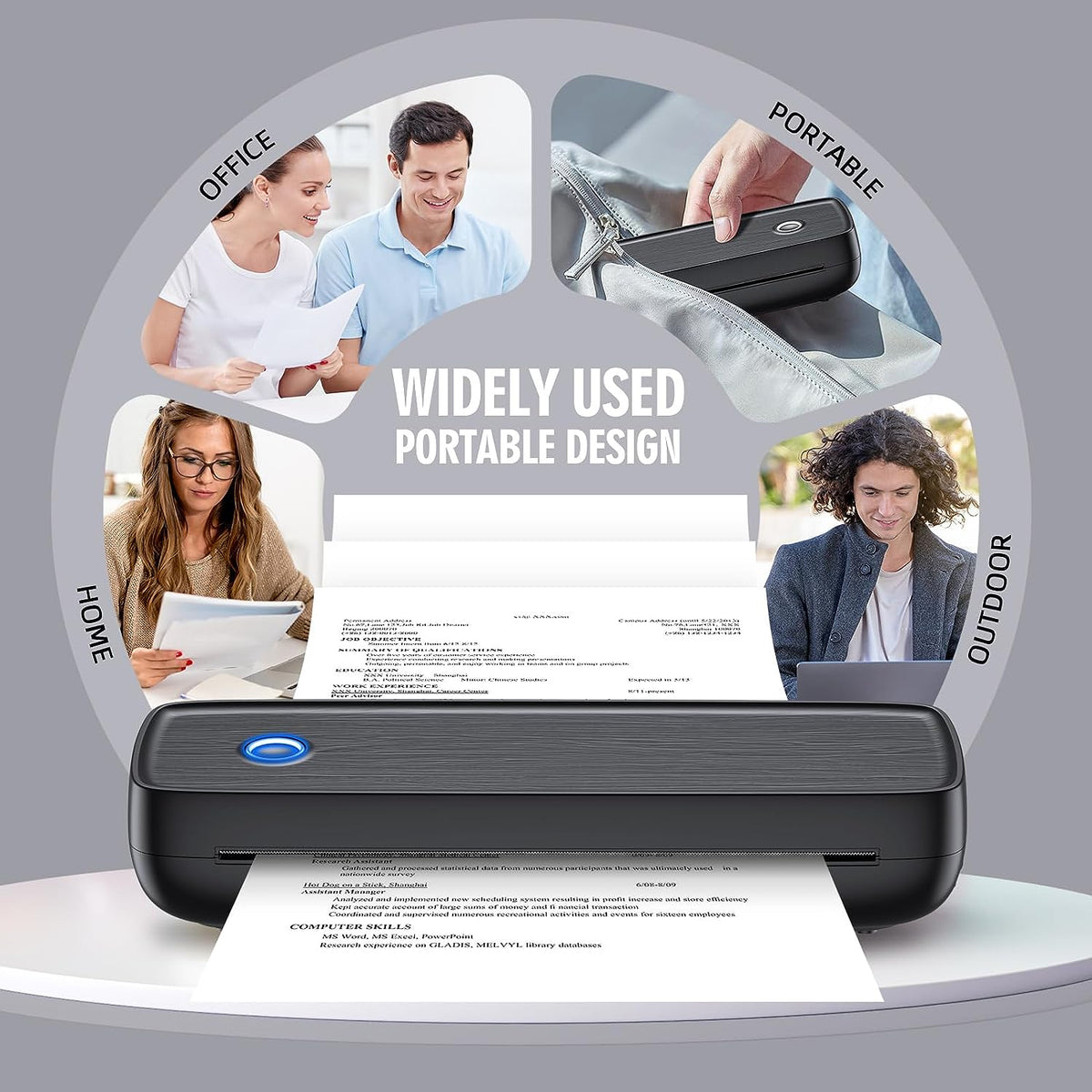 Belro wireless portable inkless thermal printer with compact design and digital display, ideal for on-the-go printing needs.