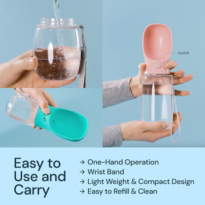 Belro 19 oz portable water bottle for dogs, compact pet drinking bottle with leak-proof design for on-the-go hydration.
