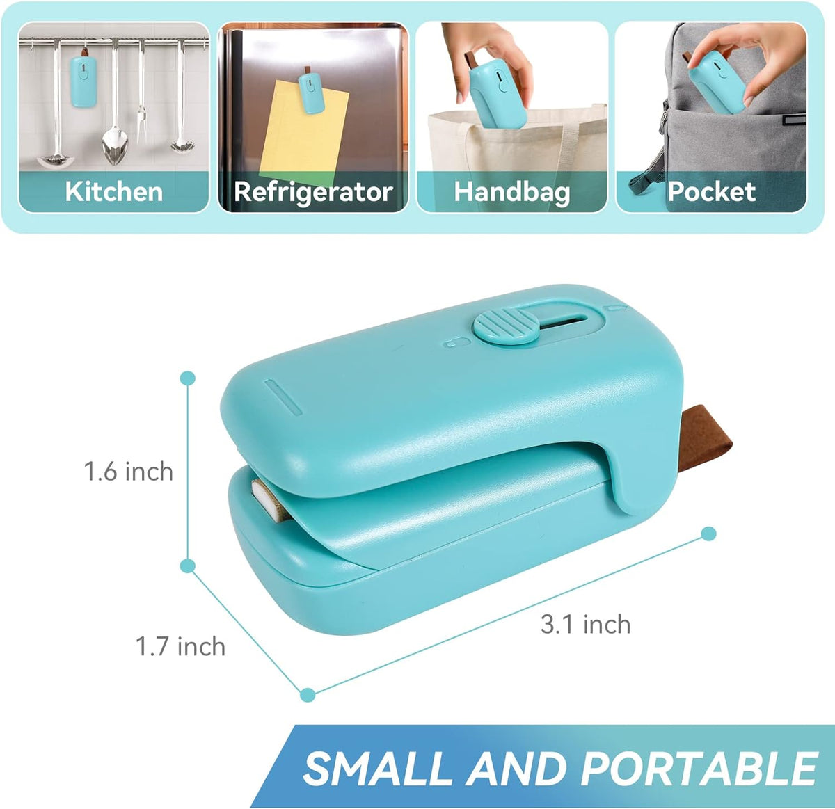 Belro handheld mini bag sealer for sealing plastic bags, compact and easy to use for food storage and luggage sealing.