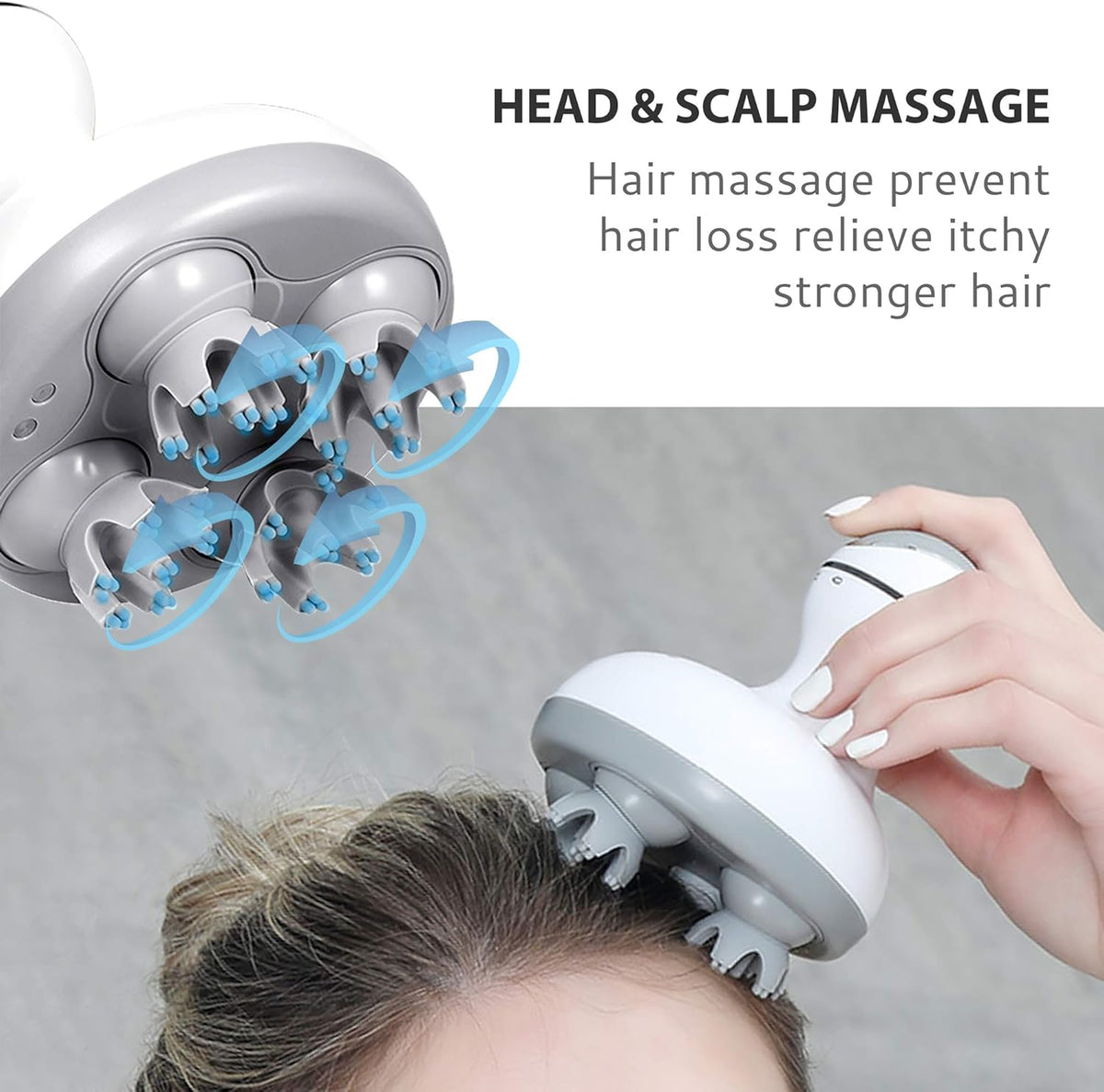 Belro scalp massager with ergonomic handle and flexible prongs for relaxing head massage and scalp stimulation.