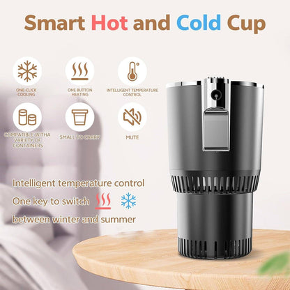 Belro smart car cup holder for cold and warm beverages, compact electronic device with temperature control features.