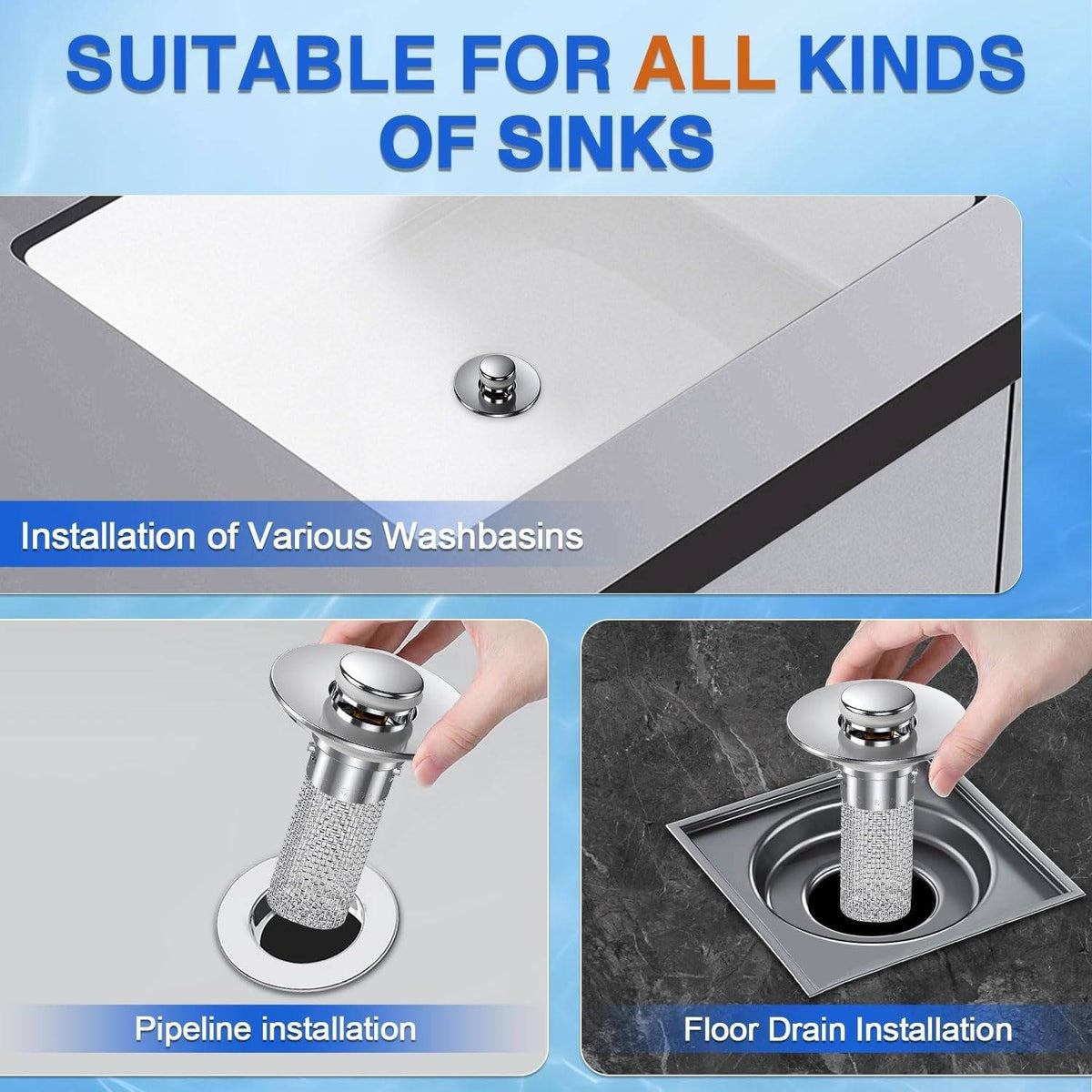 Belro bathroom sink drain stopper, durable hardware tool for sealing and unsealing sink drains, suitable for various bathroom sinks.