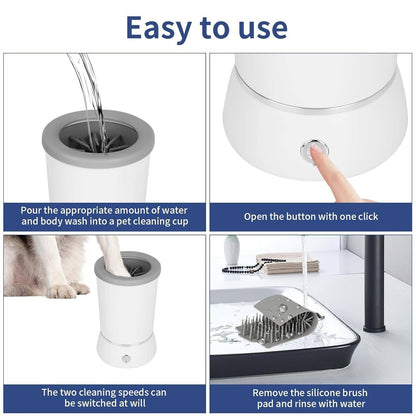 Belro automatic dog paw cleaner with soft brushes for easy paw cleaning during grooming.