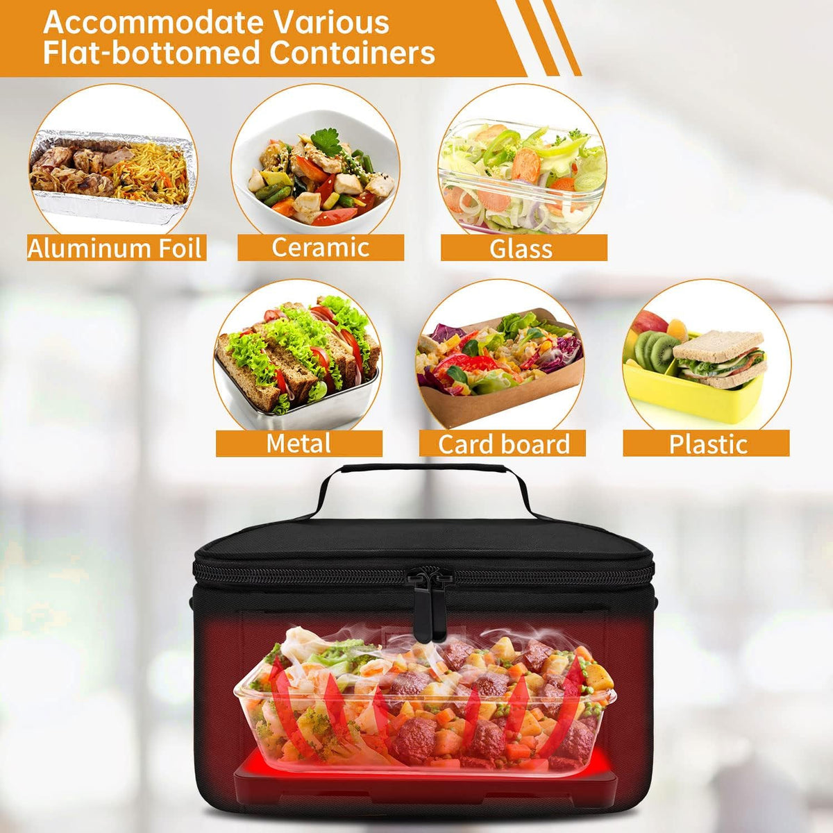 Belro portable food warmer lunch box in a black insulated bag, designed for keeping meals warm on the go.