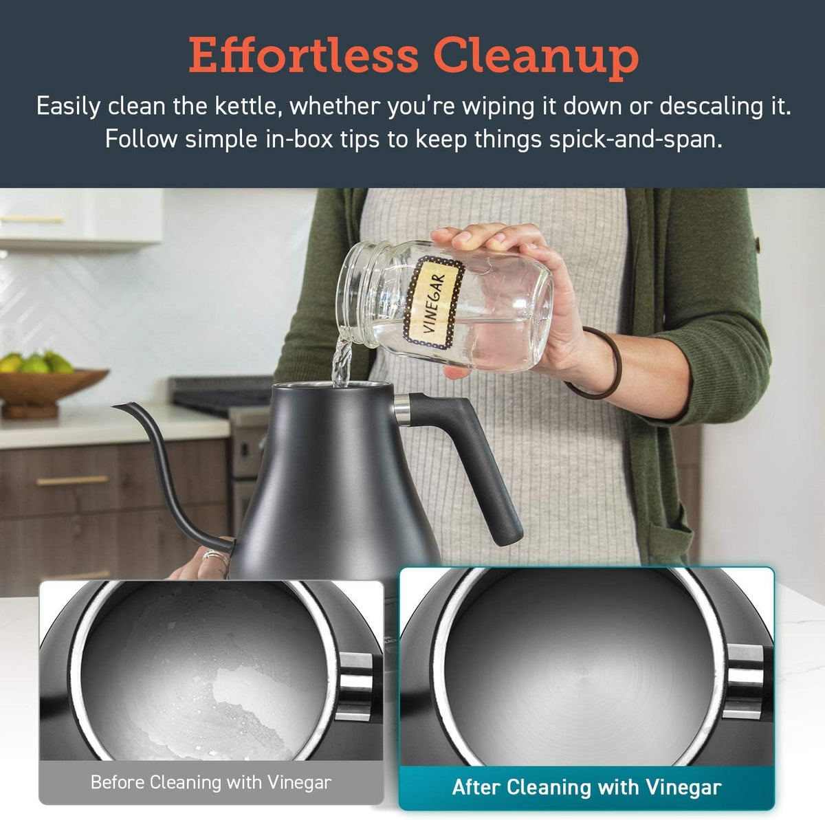 Belro electric gooseneck kettle with black handle and stainless steel body, perfect for precise pouring and brewing.