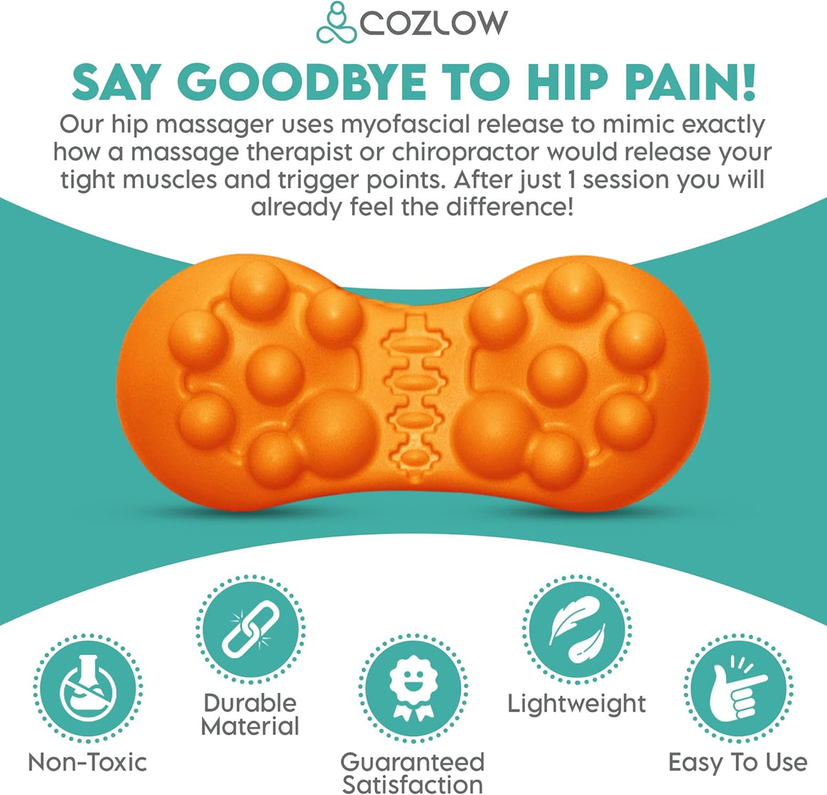 Belro hip massager in black with control buttons, designed for personal care and muscle relaxation.