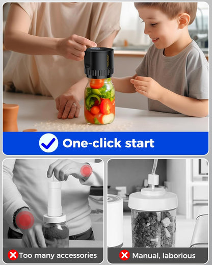Belro Mason Jar Electric Vacuum Sealer Kit for kitchen storage, featuring a vacuum pump and sealing attachments in a home and garden setting.