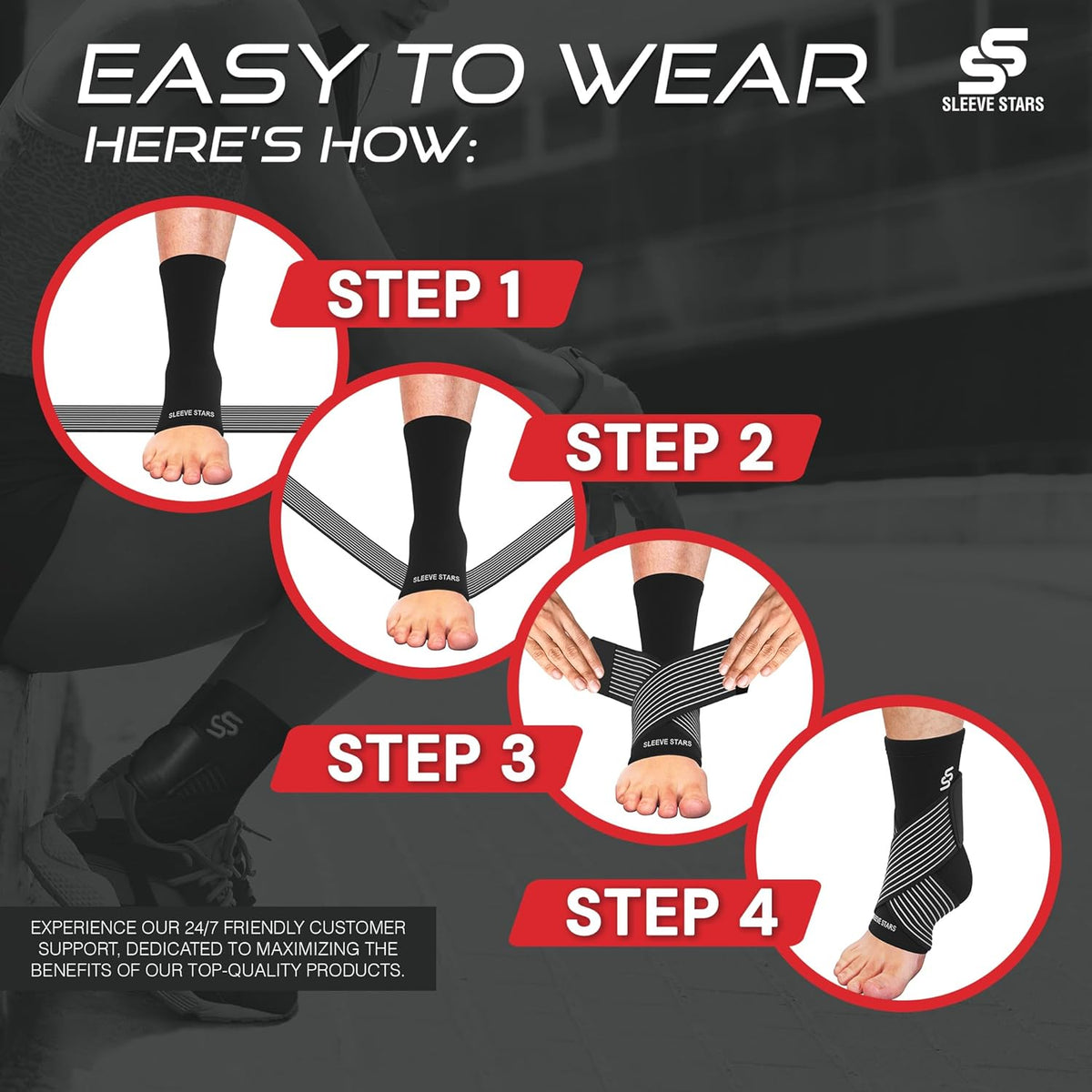 Belro ankle support brace showing adjustable strap and breathable material for ankle stabilization and comfort.