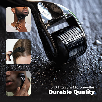 Belro beard hair growth roller with stainless steel roller for stimulating facial hair growth and skin care.