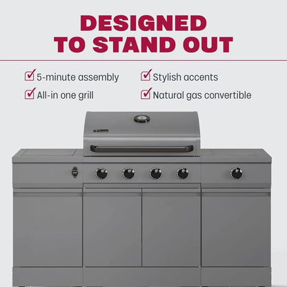 Casavibeo Fresno Series 5-burner grill by TYTUS with stainless steel construction and multiple burners, ideal for outdoor cooking.
