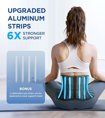 Belro back lumbar brace for lower back pain, adjustable suspenders accessory with supportive design for comfort and stability.