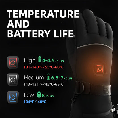 Belro heated gloves, black winter accessories with touch screen fingertips, designed to keep hands warm in cold weather.