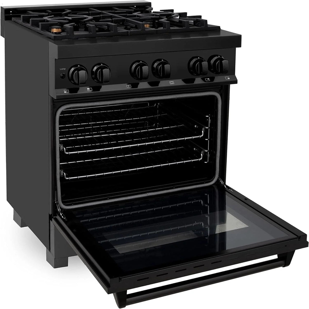 Casavibeo ZLINE Legacy 30-inch dual fuel range with four burners and oven, featuring stainless steel finish and control knobs.