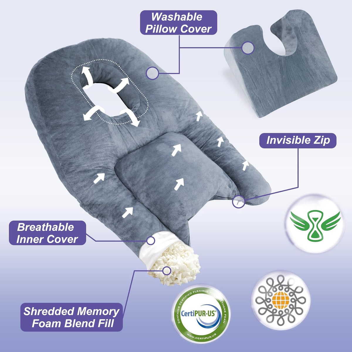 Belro face down pillow for BBL or eye surgery, stomach sleeping pillow designed for comfort during recovery, health and beauty product