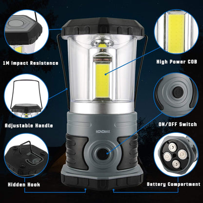 Belro LED camping lantern emitting bright light, portable outdoor lighting device for camping and outdoor activities