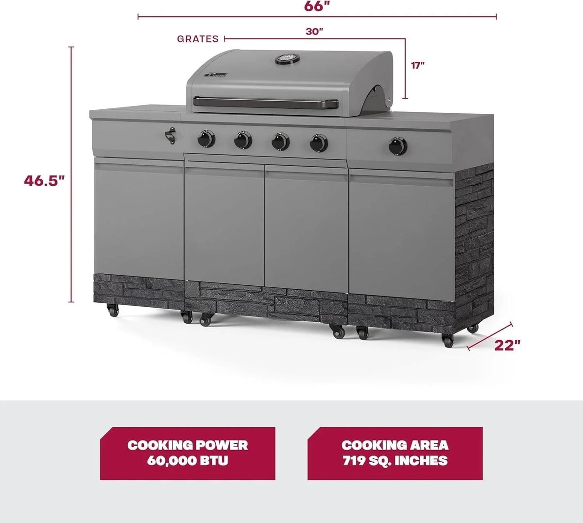 Casavibeo TYTUS Fresno Series 5 Burner Grill TDT-021 with stainless steel lid and control knobs, ready for outdoor cooking.