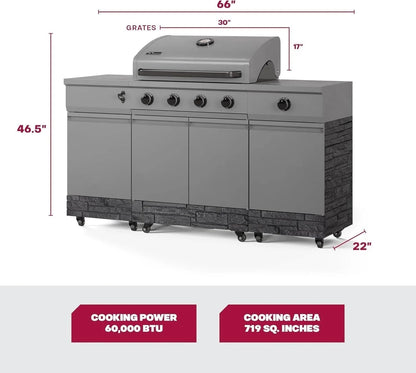 Casavibeo TYTUS Fresno Series 5 Burner Grill TDT-021 with stainless steel lid and control knobs, ready for outdoor cooking.