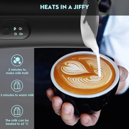 Belro electric milk frother steamer for instant hot beverages, compact kitchen appliance with stainless steel frothing wand.