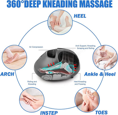 Belro Shiatsu electric foot massager with heat feature, showing textured foot pads and control panel for soothing foot relaxation.