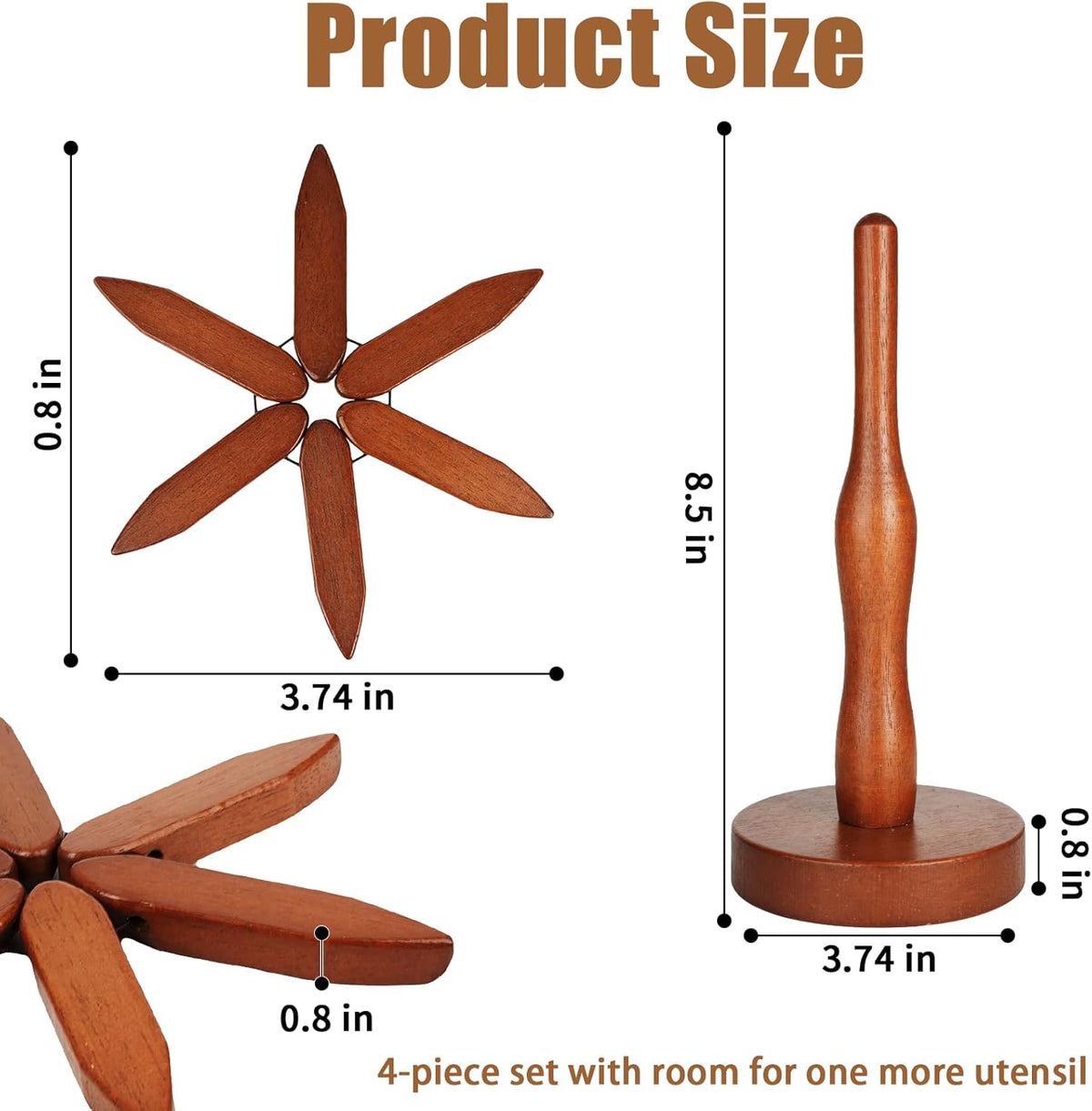 Set of wooden trivets for hot dishes, durable kitchen accessories by Belro, ideal for protecting countertops and tables.