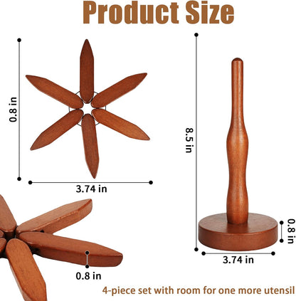 Set of wooden trivets for hot dishes, durable kitchen accessories by Belro, ideal for protecting countertops and tables.