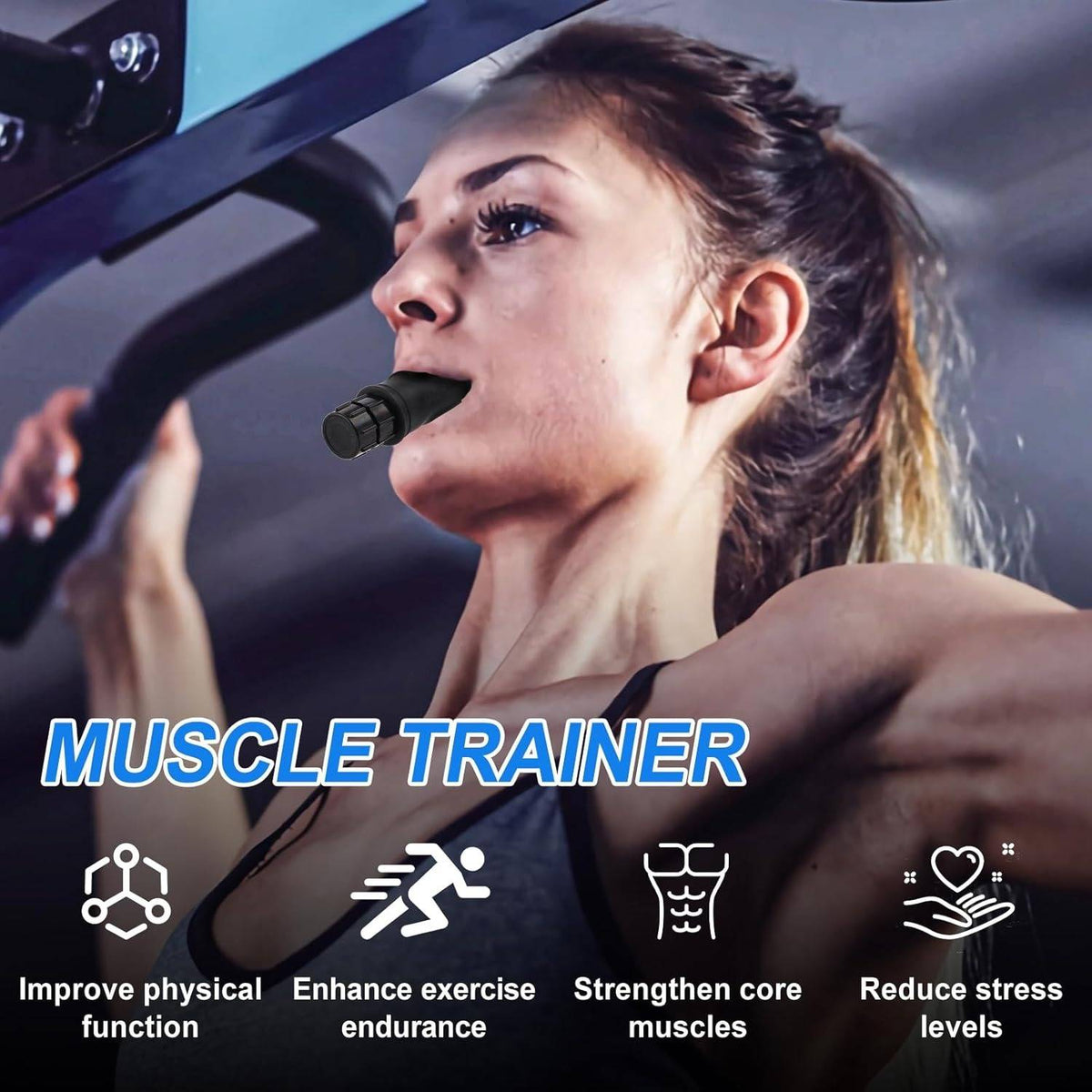 Men wearing Belro lung fitness breathing trainer, a compact device for improving respiratory strength and lung capacity during workouts.