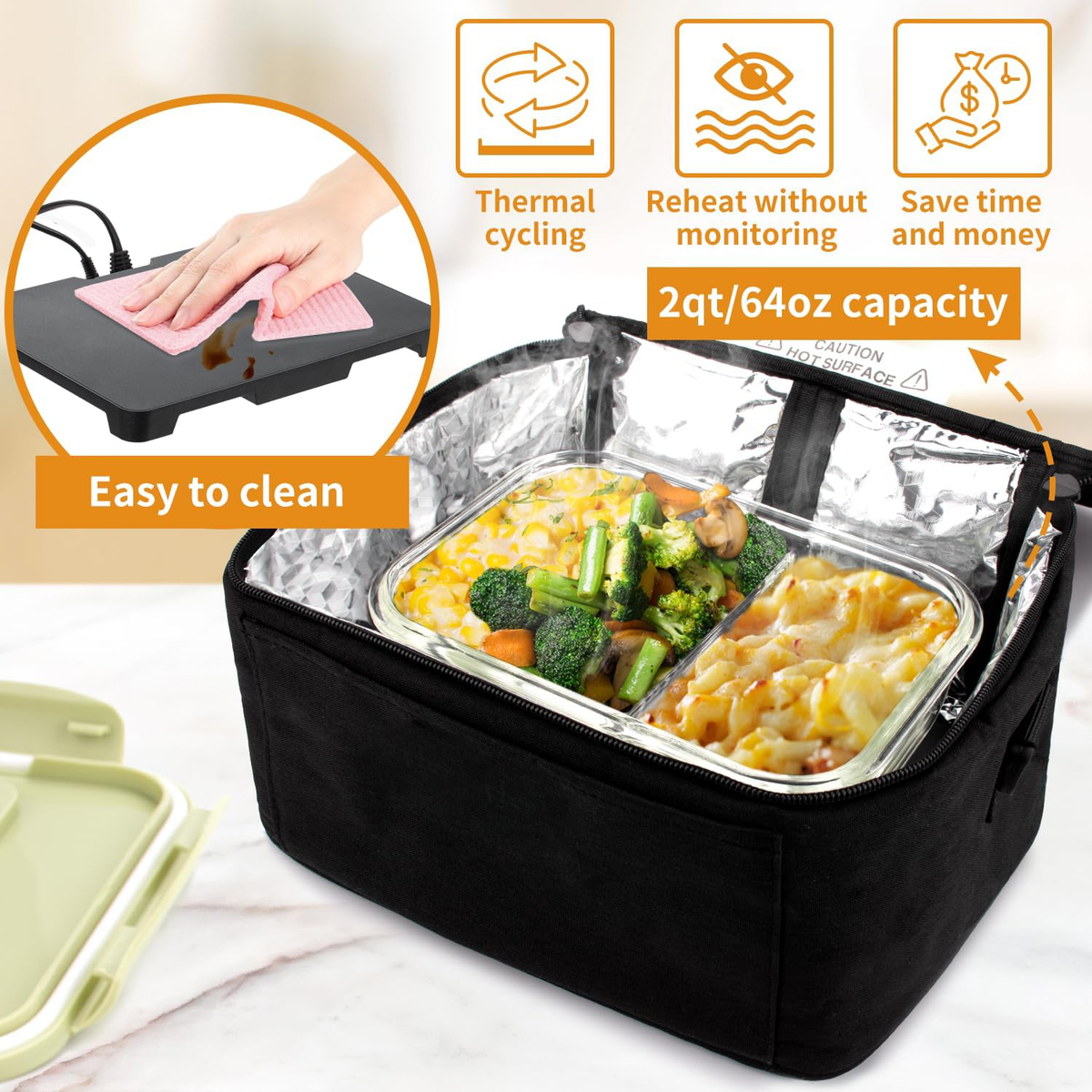 Belro portable food warmer lunch box in a compact bag, designed for keeping meals warm and fresh during travel or work.